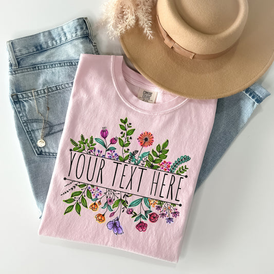 Floral with Customized Text Graphic Tee