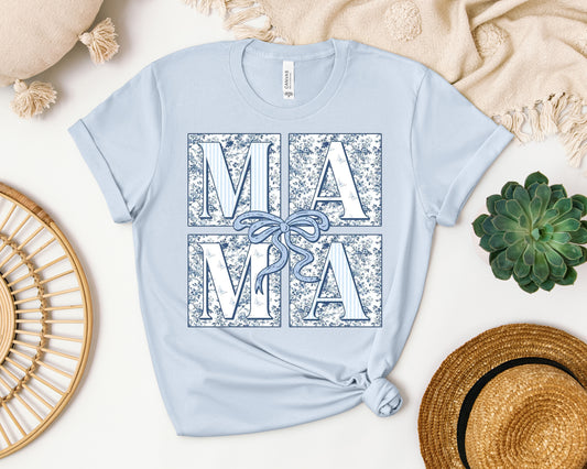 Blue Floral Mama Graphic Tee