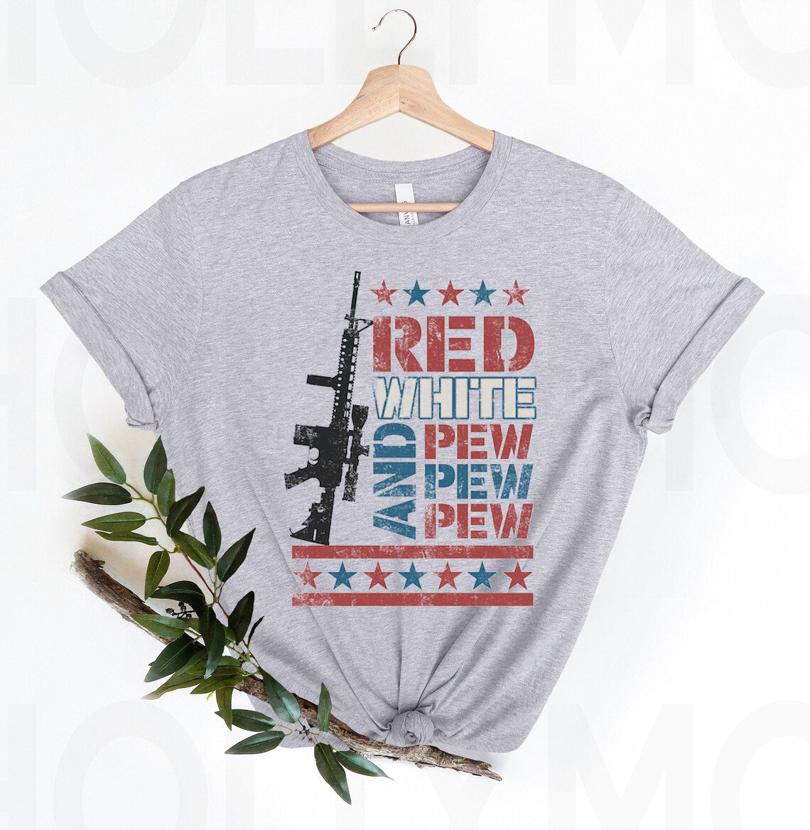 Red White and Pew Pew Pew Graphic Tee