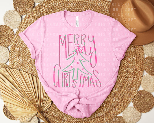 Merry Christmas Tree Graphic Tee