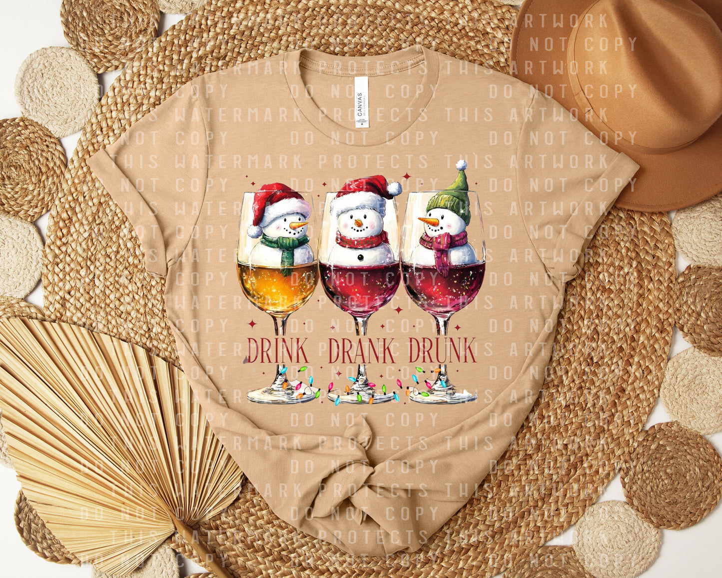 Drink Drank Drunk Snowmen Graphic Tee