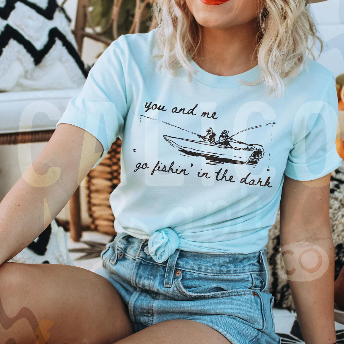 You and Me Go Fishin in the Dark Graphic Tee