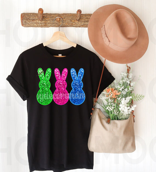 Faux Glitter Bunnies Graphic Tee