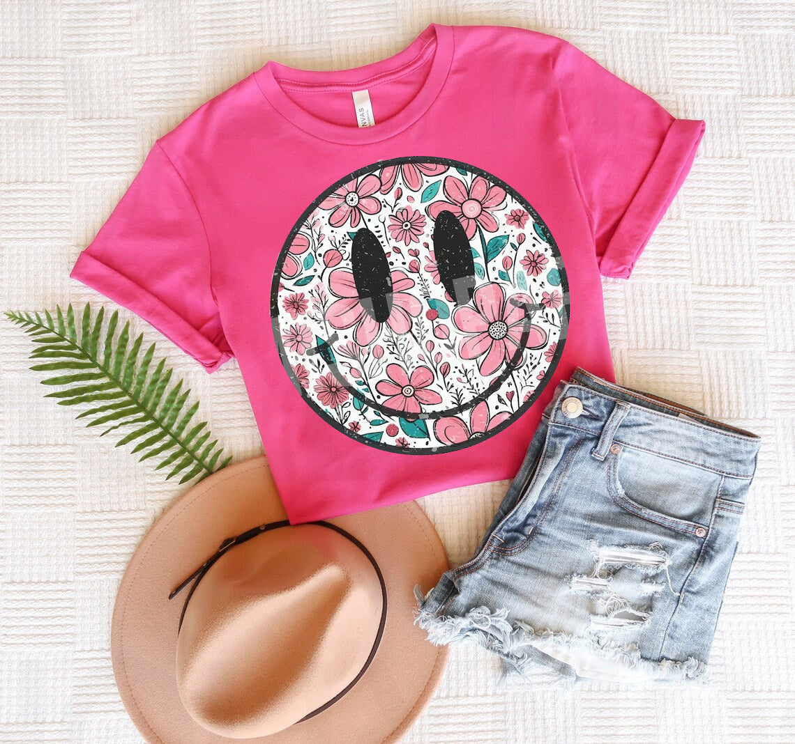 Floral Smiley Graphic Tee