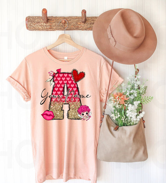 Valentine Letter with Name Customized Graphic Tee