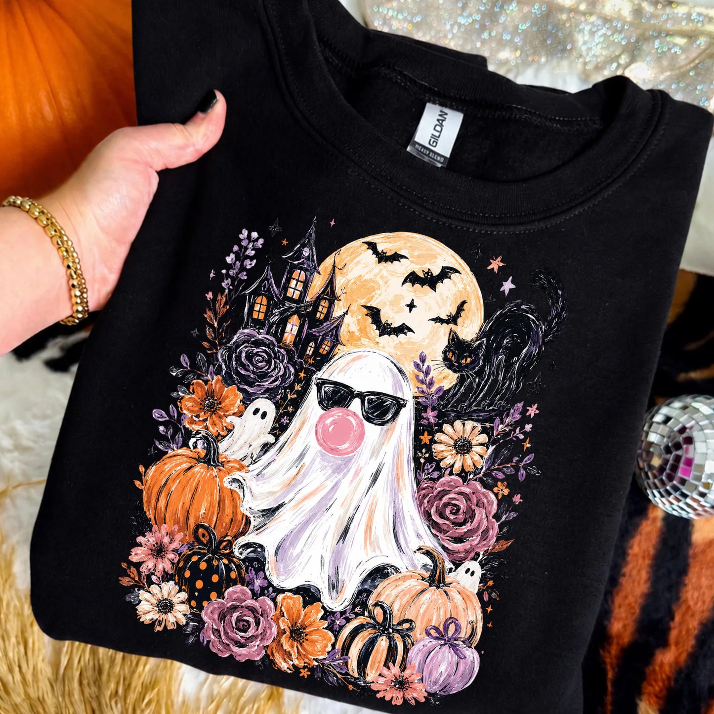 Floral Bubblegum Ghost Graphic Tee