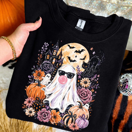 Floral Bubblegum Ghost Graphic Tee