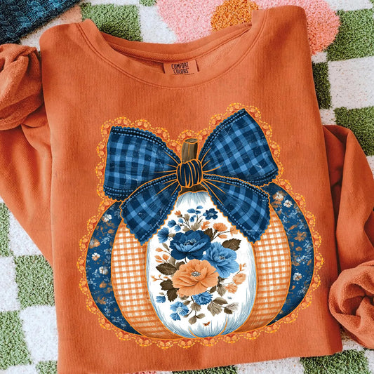 Blue Floral Pumpkin Graphic Tee