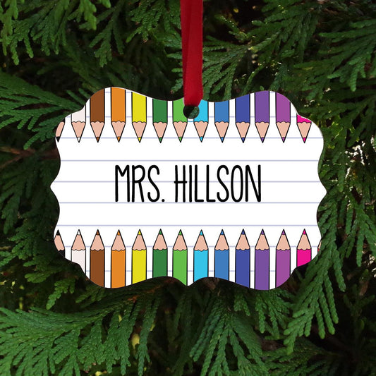 Colored Pencils Teacher Christmas Ornament