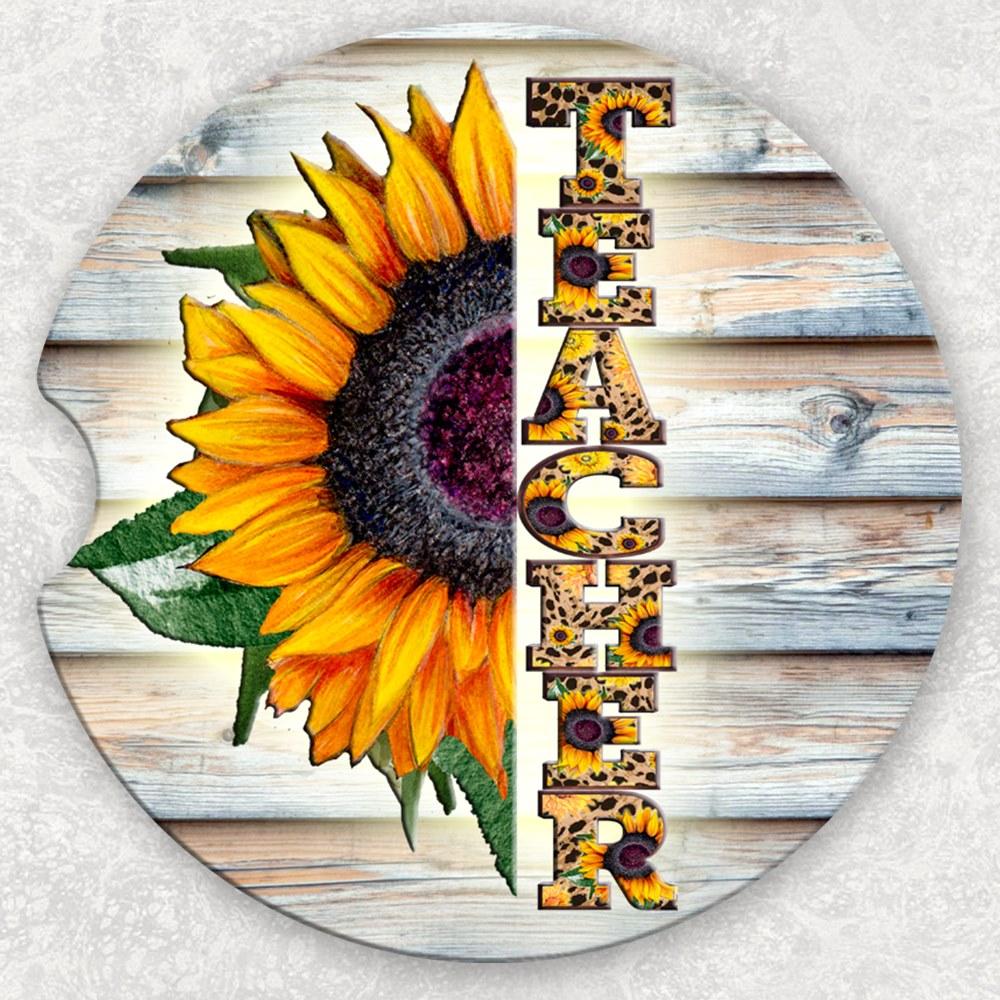 Car Coaster Set - Teacher Sunflower