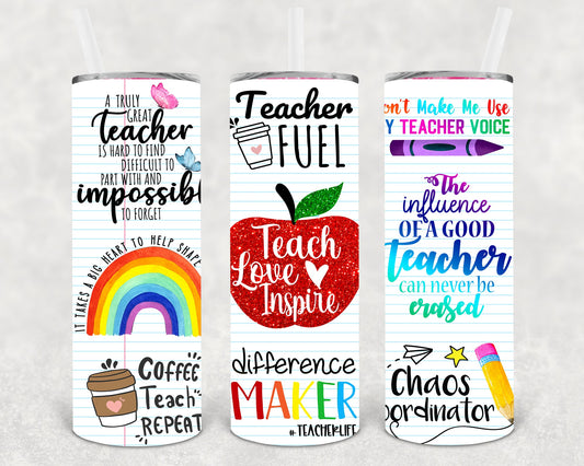 Teacher 20 Oz Skinny Tumbler