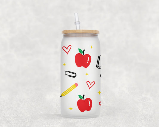 Teacher 16 Oz Glass Can Coffee Mug