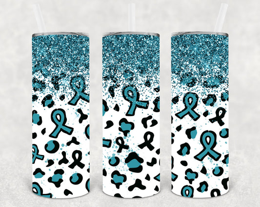 Teal Ribbon 20 Oz Skinny Tumbler