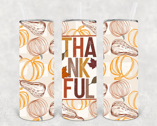 Thankful 20 Oz Skinny Tumbler