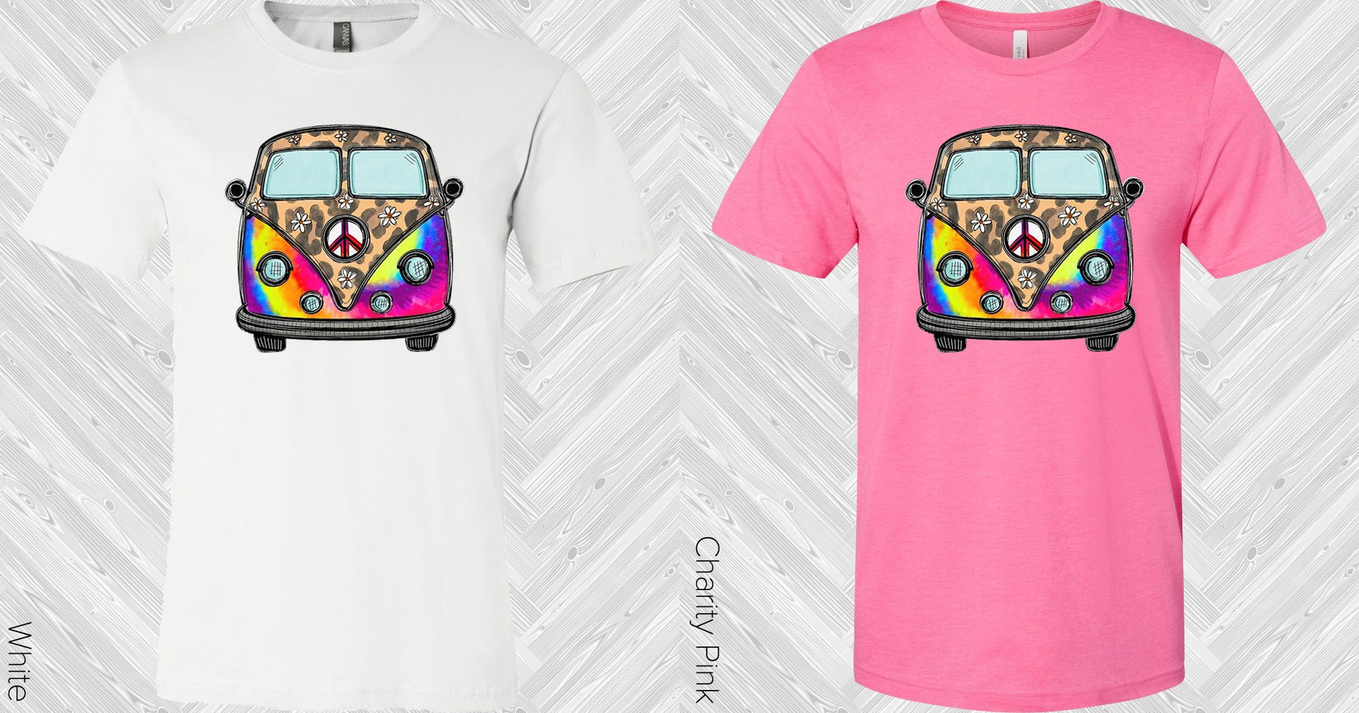 Tie-Dye Leopard Hippie Van Graphic Tee Graphic Tee