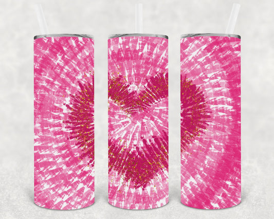 Tie Dye Heart 20 Oz Skinny Tumbler