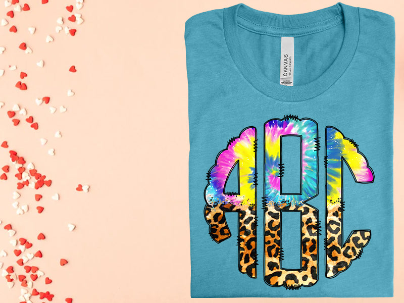 Tie Dye Leopard Monogram Graphic Tee Graphic Tee