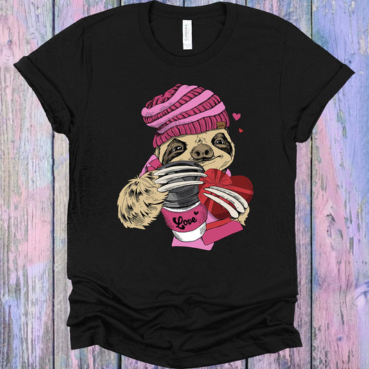 Valentine Coffee Sloth Graphic Tee Graphic Tee