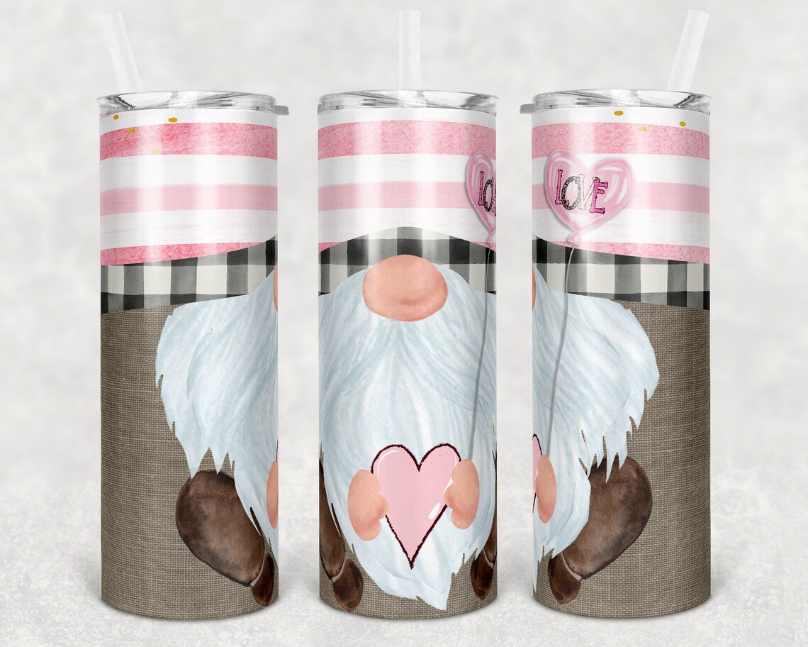 Valentines Gnome 20 Oz Skinny Tumbler