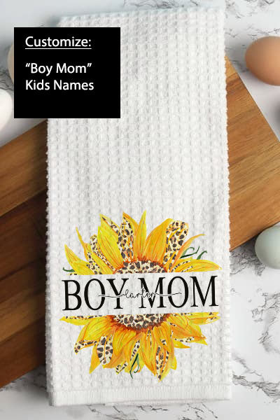 Customized Boy Mom Sunflower Hand Towel