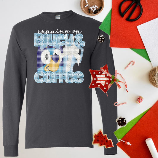 Running on Bluey & Coffee Graphic Tee