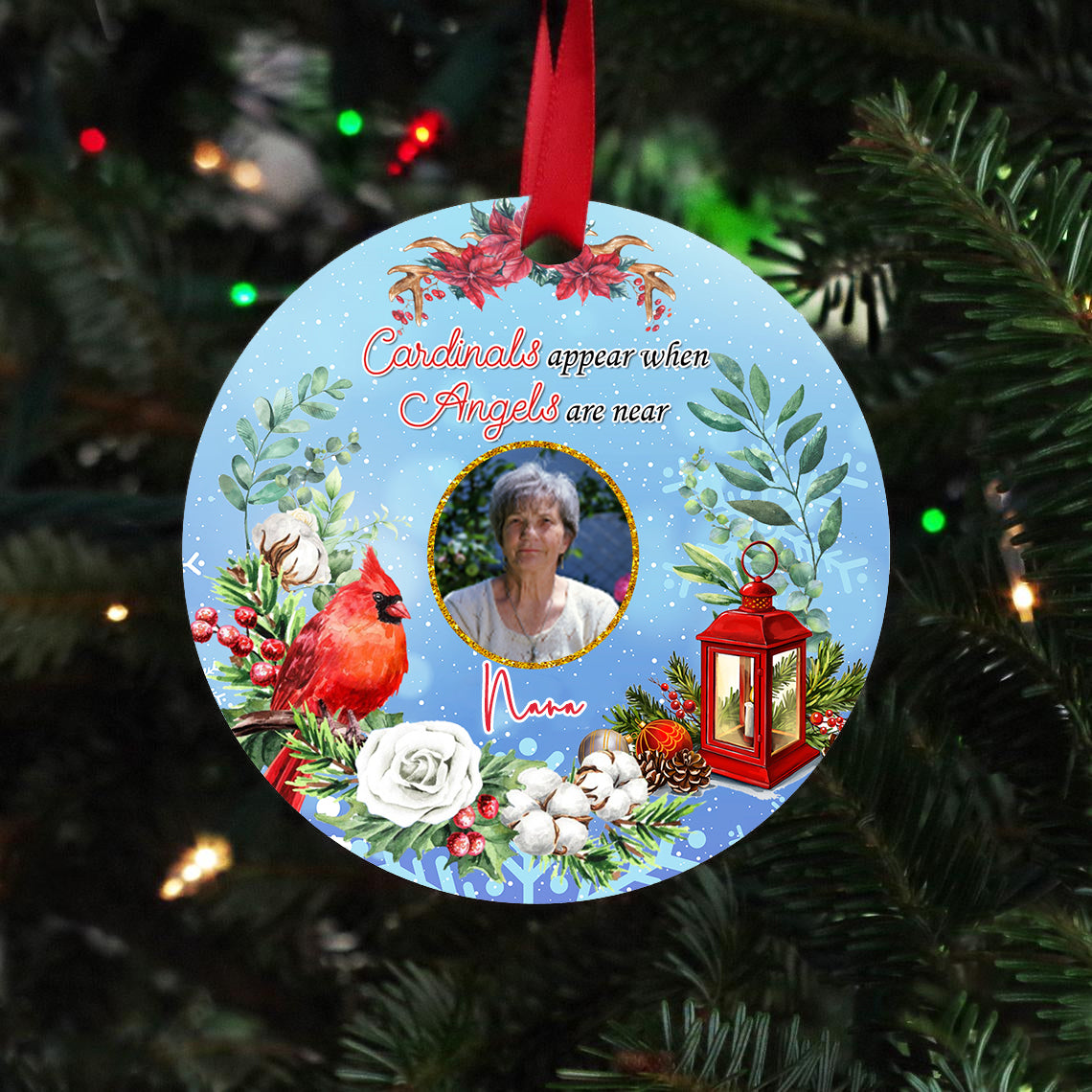 Cardinals Appear when Angels are Near Customized Ornament