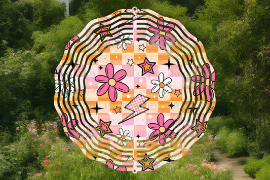 Pink Flowers Wind Spinner