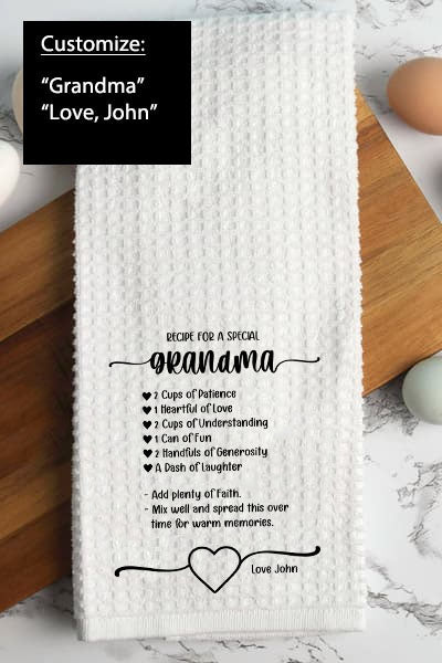 Customized Recipe For A Special Grandma Hand Towel