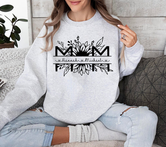Mom Floral - Customize with Kids Names Graphic Tee