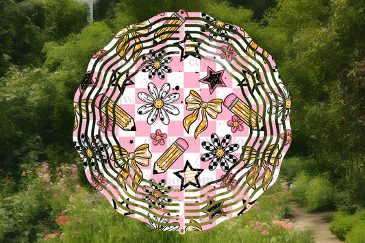 Pencils and Daisies Wind Spinner