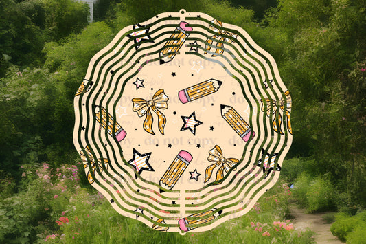 Pencils and Bows Wind Spinner