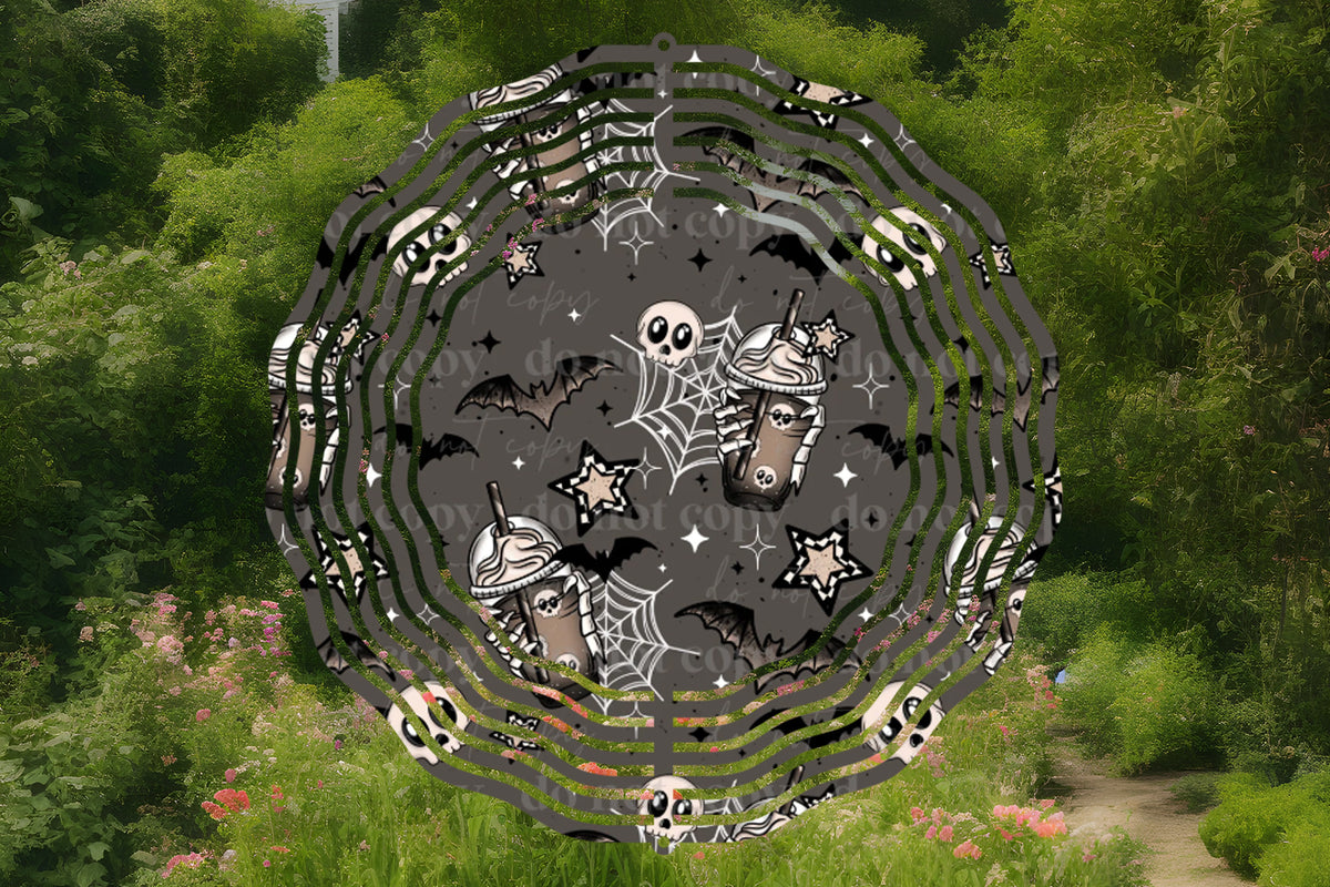 Spooky Iced Coffee Wind Spinner