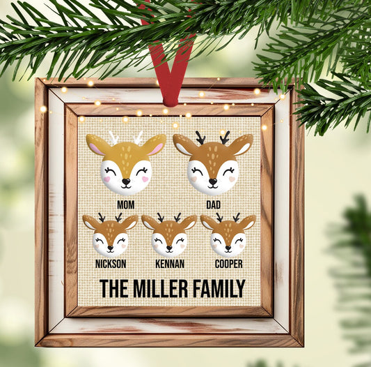 Cute Reindeer Family Christmas Ornament