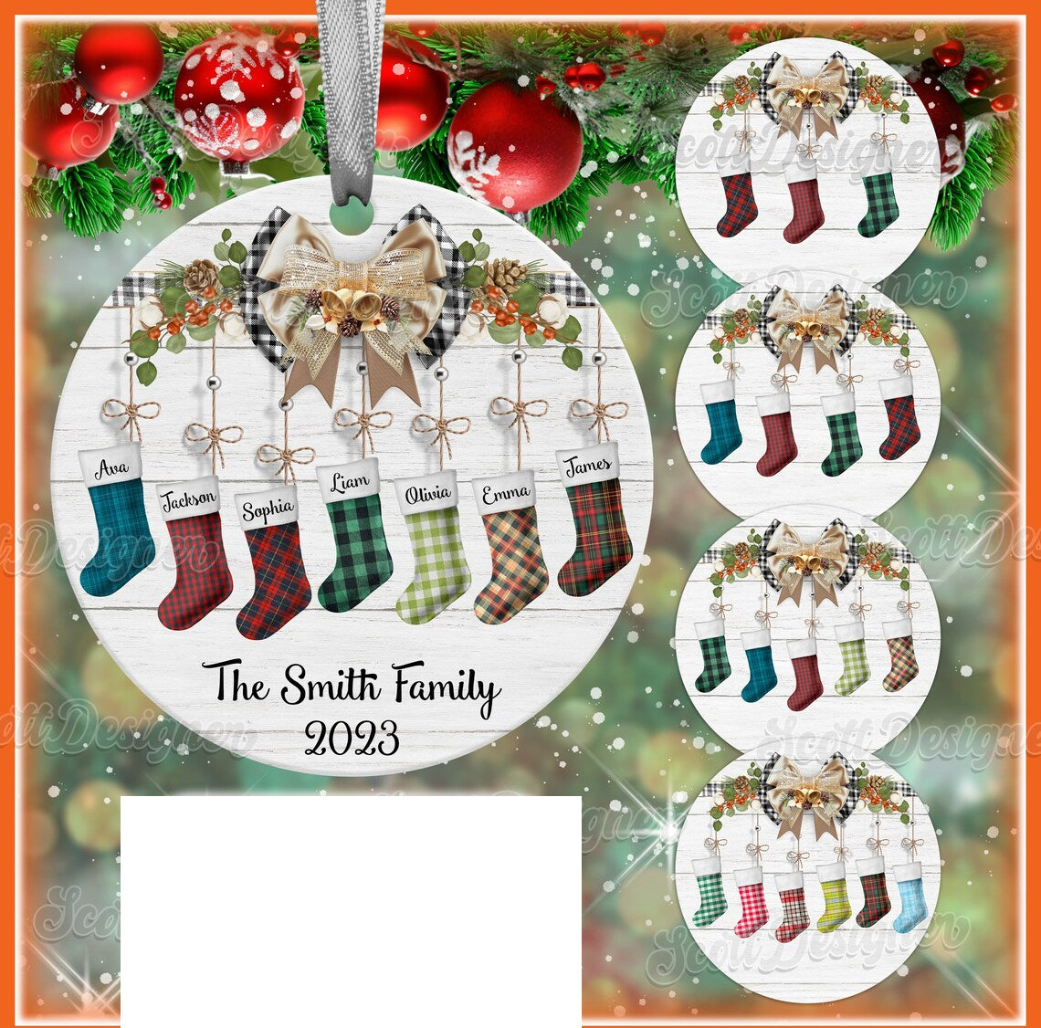 Family Stockings Christmas Ornament