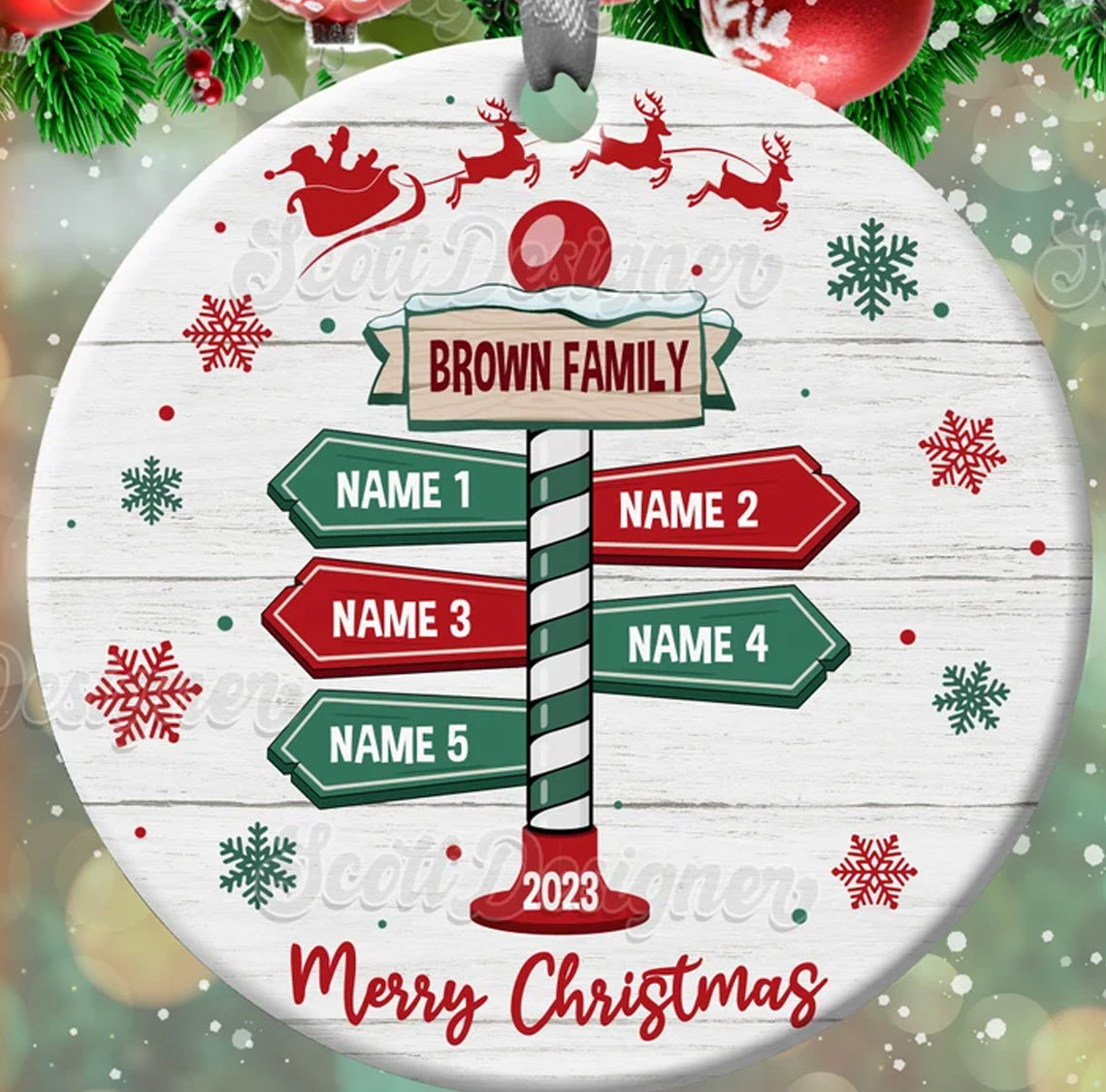 Family Sign Post Christmas Ornament