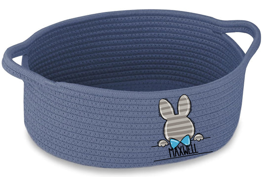 Boy Bunny Monogram Fabric Basket