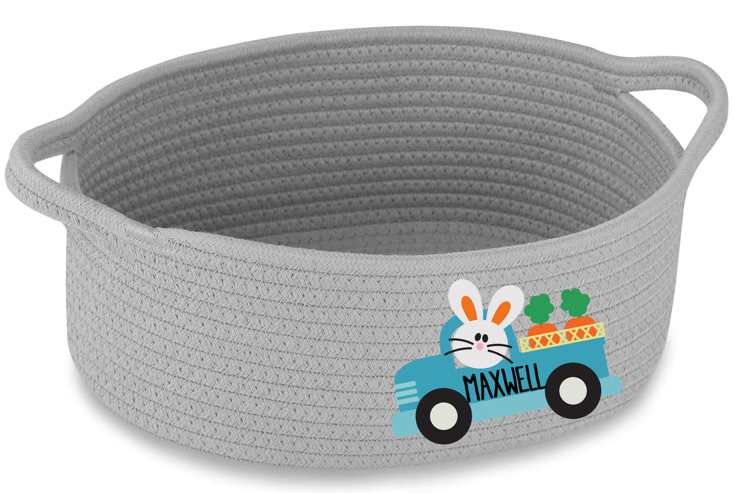 Bunny Truck Monogram Fabric Basket