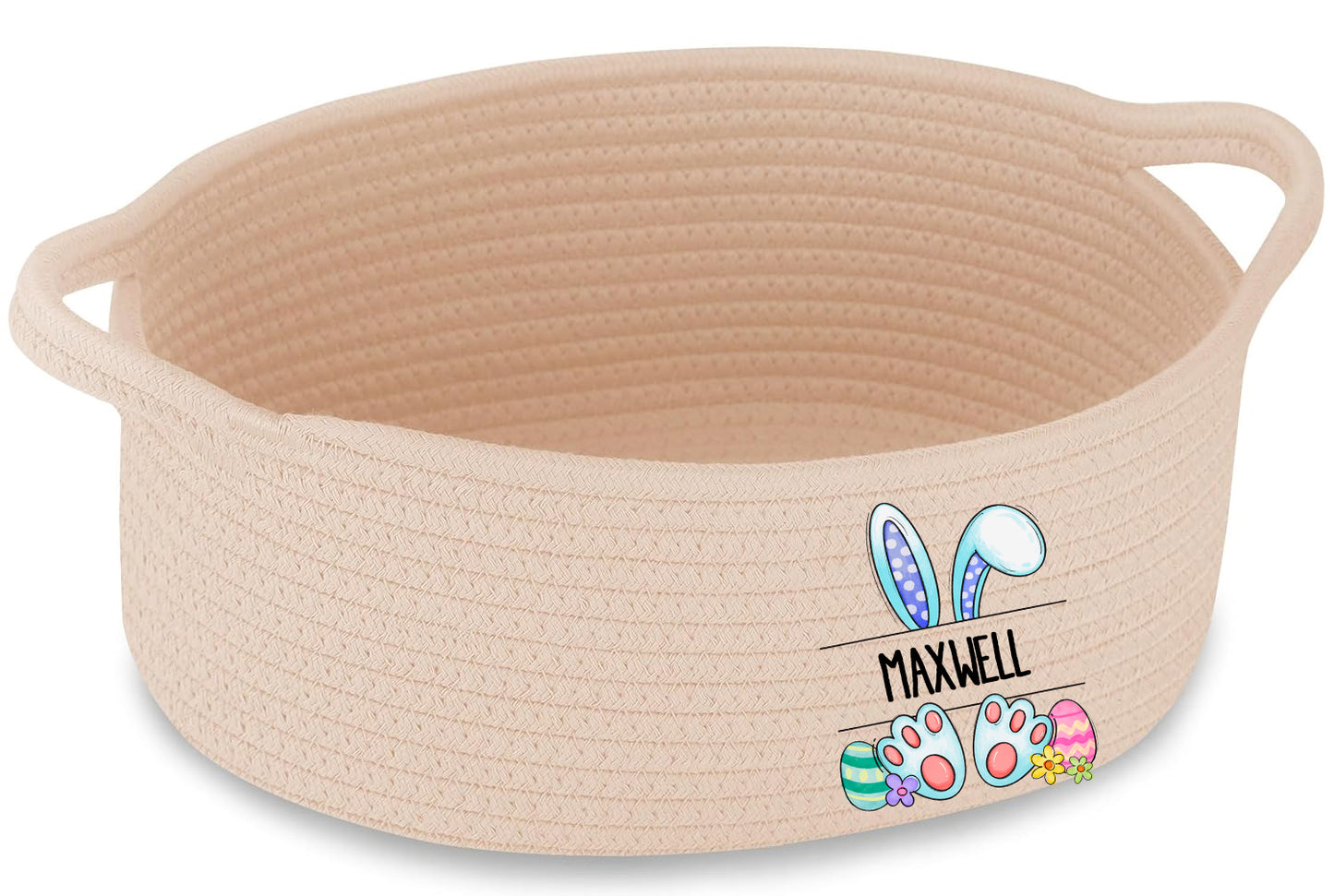 Boy Bunny Monogram Fabric Basket