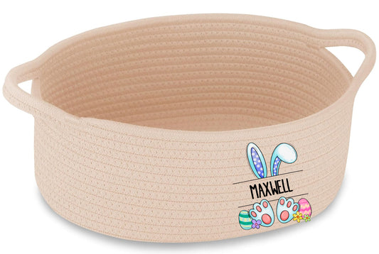 Boy Bunny Monogram Fabric Basket