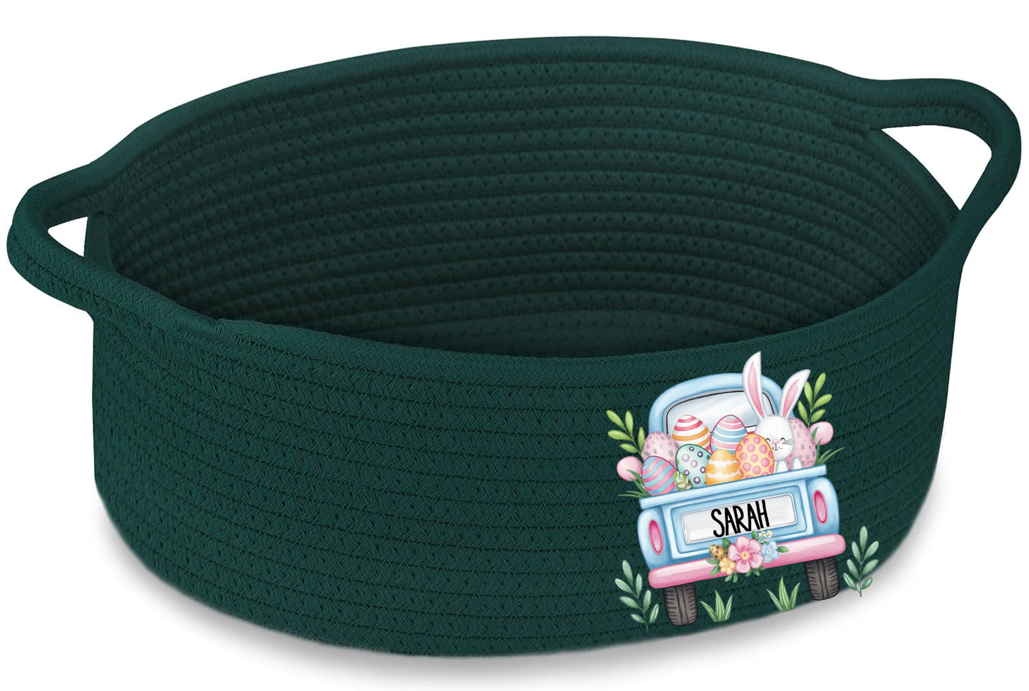 Bunny Truck Monogram Fabric Basket