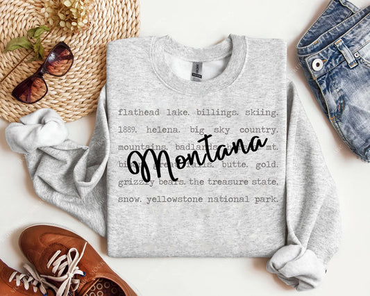 Montana (All States Available) Words Graphic Tee