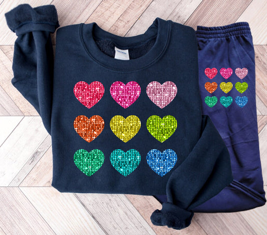 Faux Glitter Hearts Graphic Tee