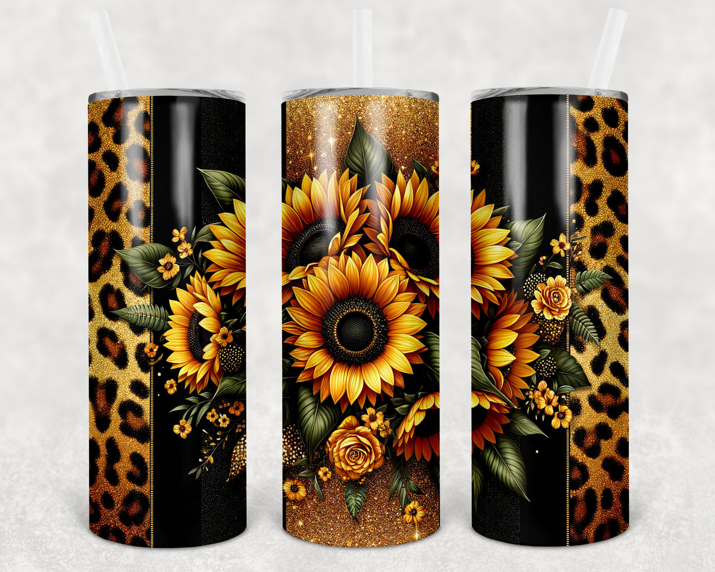 Leopard Sunflowers 20 oz Skinny Tumbler