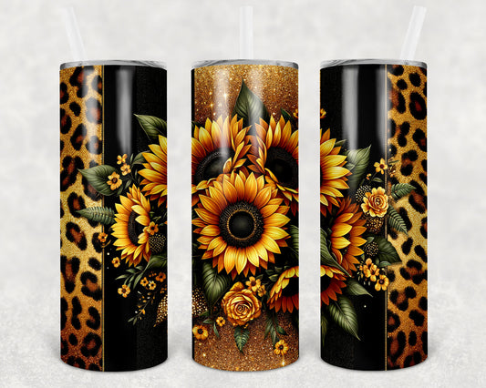 Leopard Sunflowers 20 oz Skinny Tumbler
