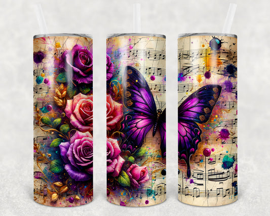 Butterfly Music 20 oz Skinny Tumbler