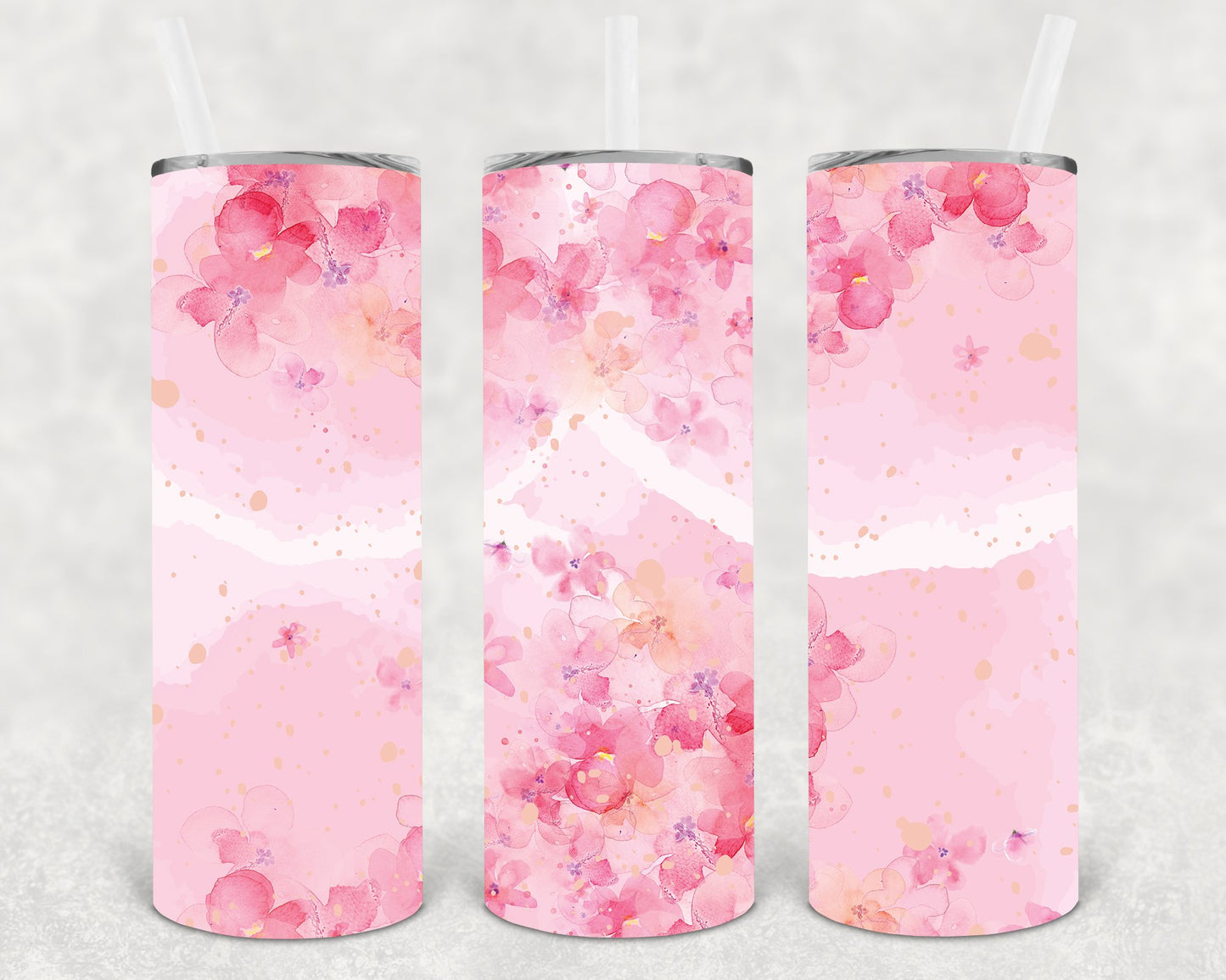 Watercolor Flowers 20 Oz Skinny Tumbler