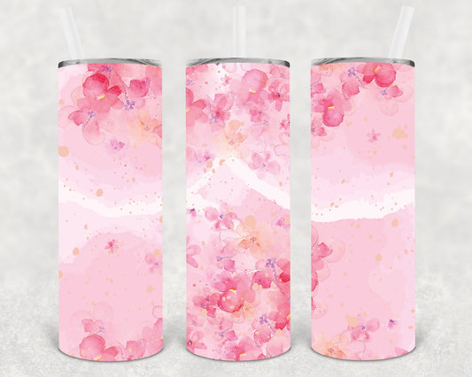 Watercolor Flowers 20 Oz Skinny Tumbler