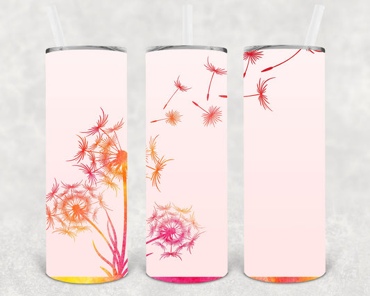 Watercolor Dandelion 20 Oz Skinny Tumbler