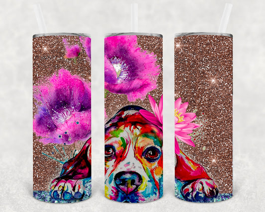 Watercolor Dog 20 Oz Skinny Tumbler