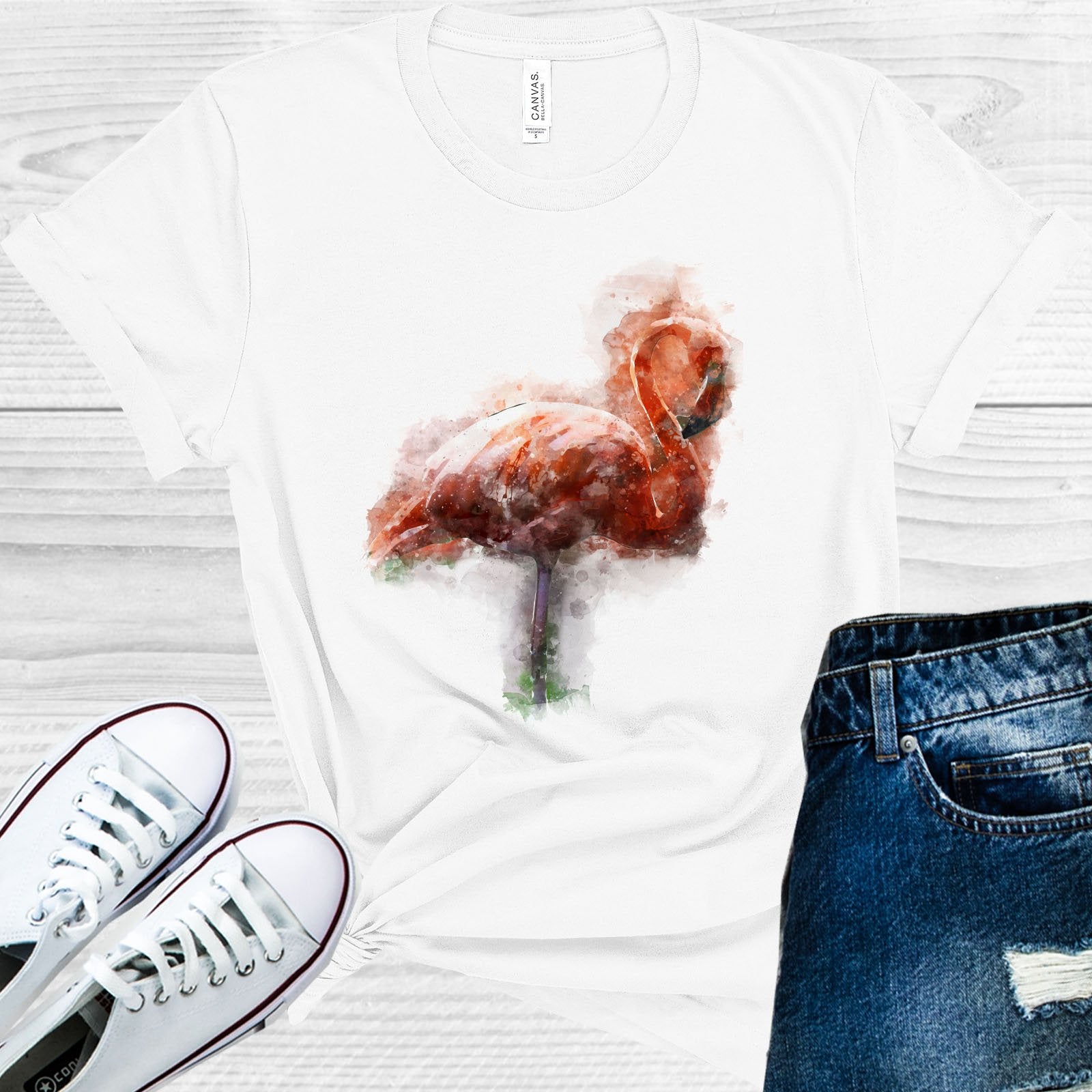 Watercolor Flamingo Graphic Tee Graphic Tee